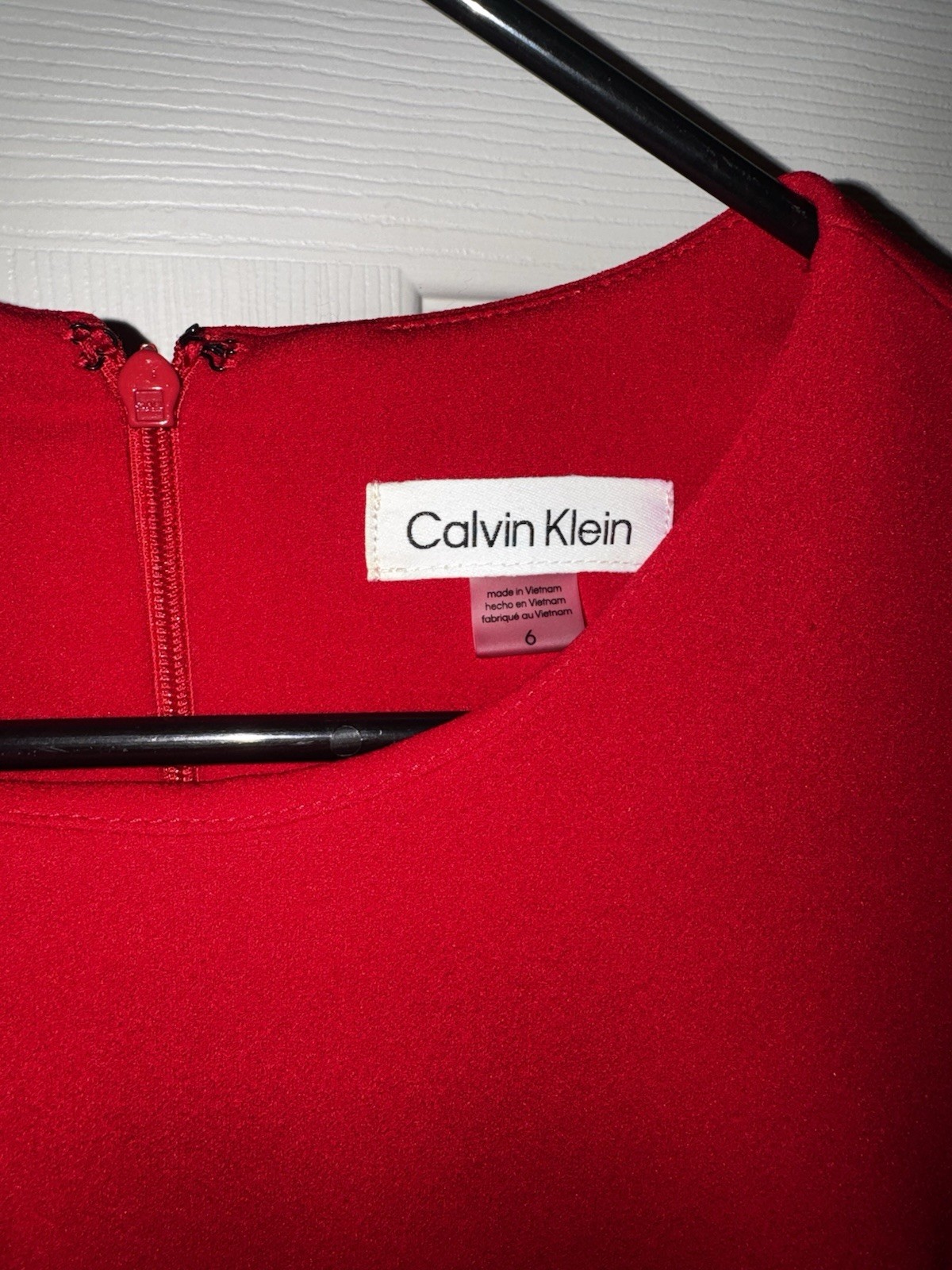 Calvin Klein Red Long Sleeve Side Zipper Ruched Sheath Dress Size 6