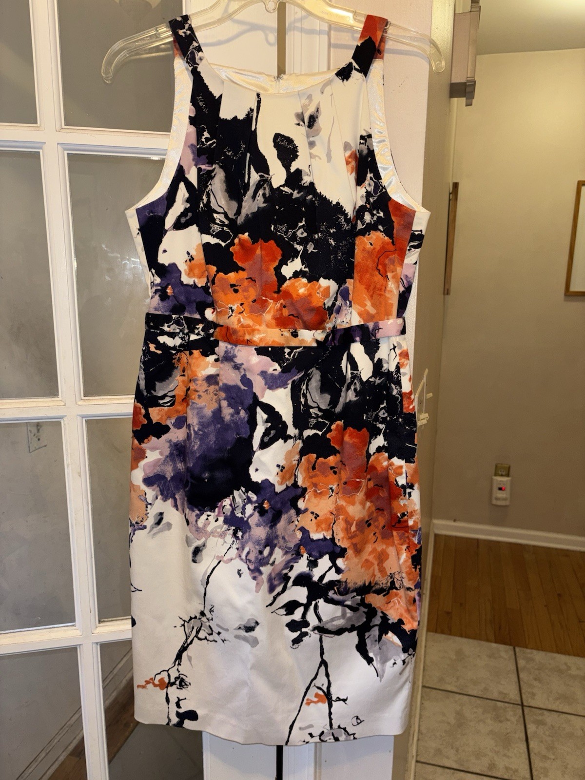 T Tahari Abstract Multicolor Print Sleeveless Sheath Dress Size 10
