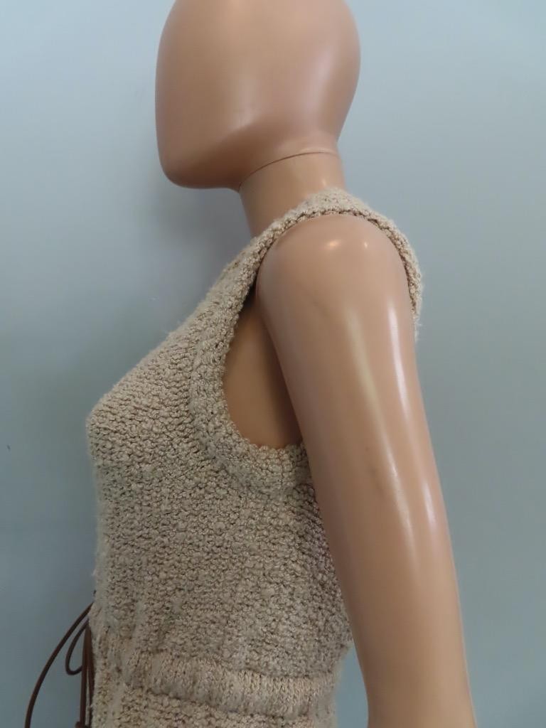 PRADA Beige Silk Boucle Construction Mini Dress Size 36/US 0