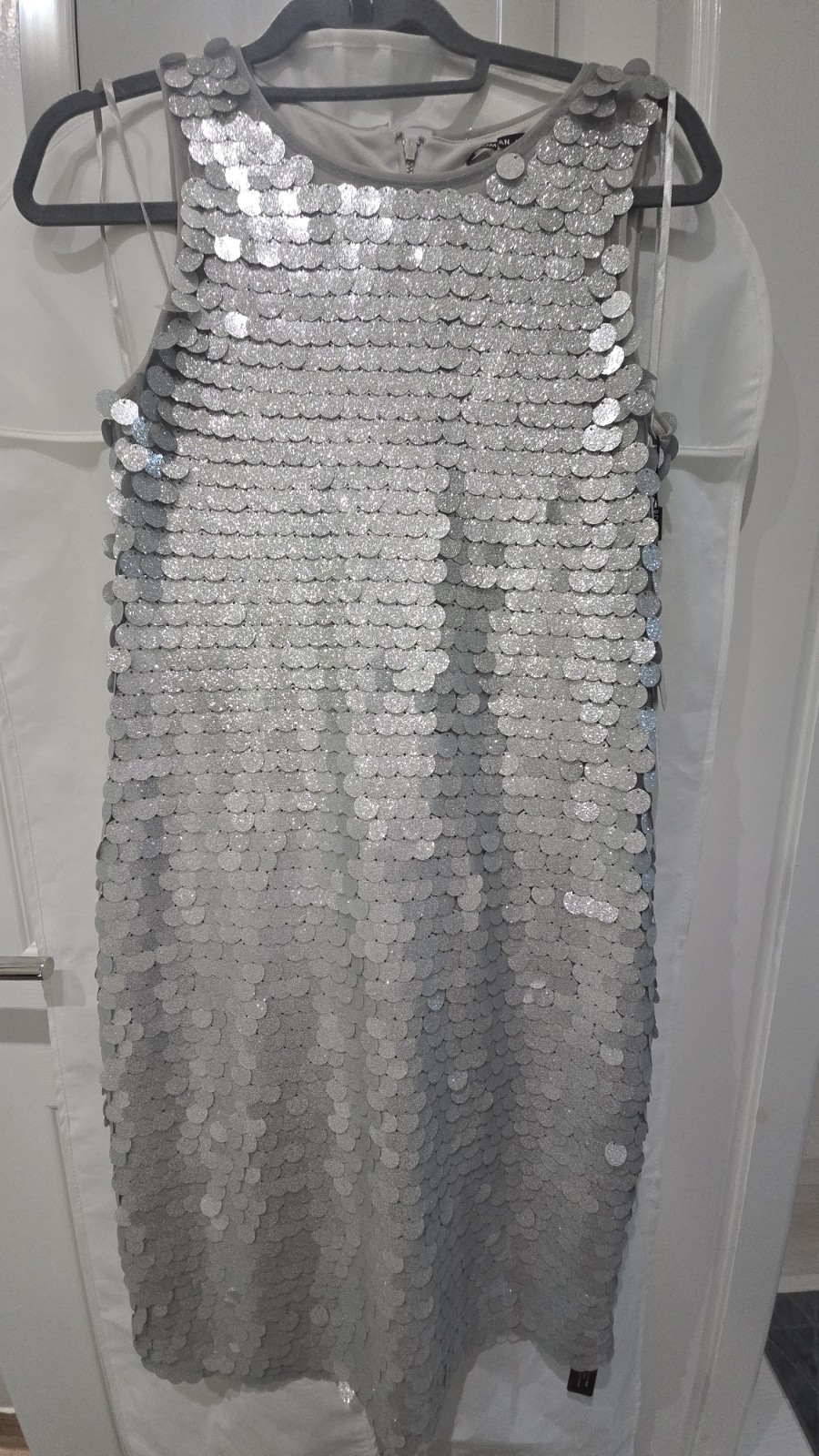 Roman Silver Sequin Shift Party Christmas Dress Size 10 UK Brand New With Tags