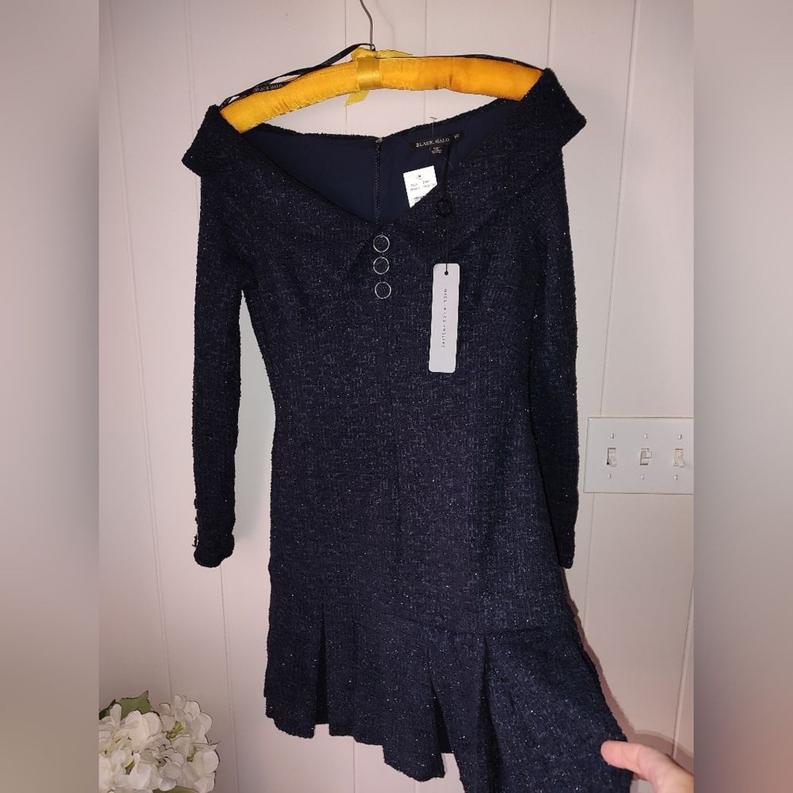 Black Halo Edith Mini Dress Size 10 Twilight Tapestry Navy Shimmer Cocktail NWT