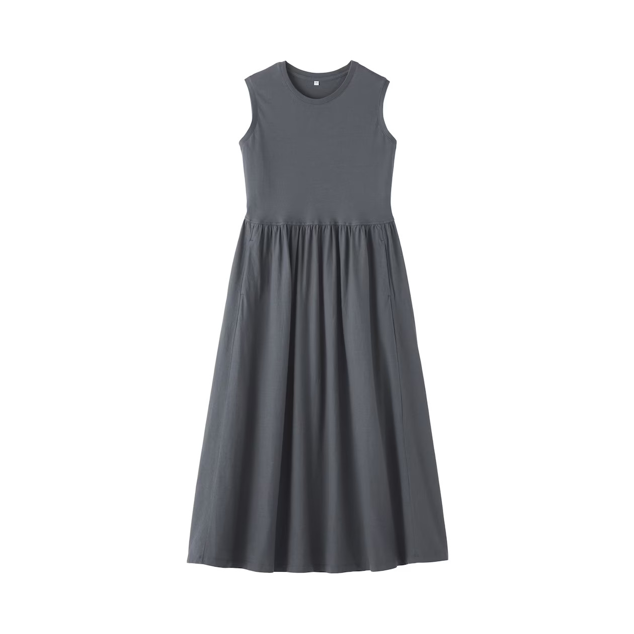 MUJI Womens 100% Cotton High-Twist Sleeveless Dress Smoky Blue FedEx