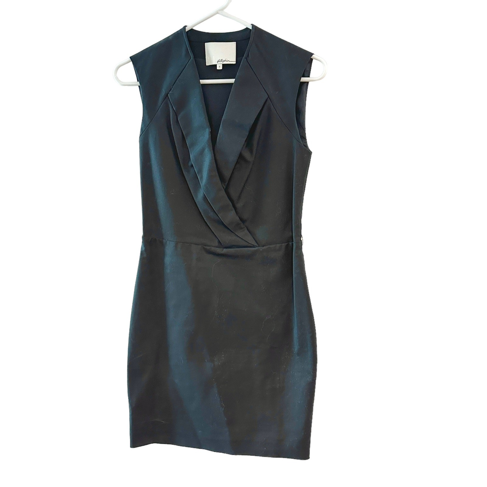 3.1 Phillip Lim Black Tuxedo-Neckline Dress Black