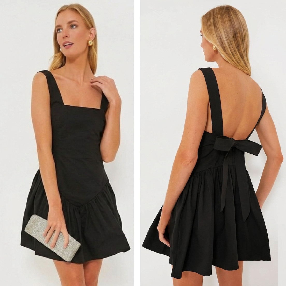 OPT One Pretty Thing Black Sleeveless Savvas Tie Shoulder Mini Dress size S NWT