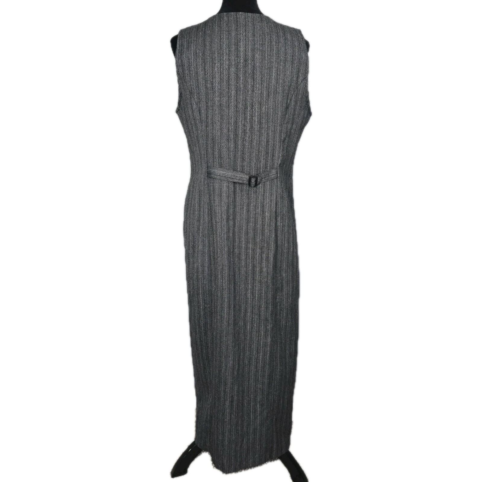 Worthington VTG Old Money Button Down Maxi Dress 10 Grey Secretary Preppy