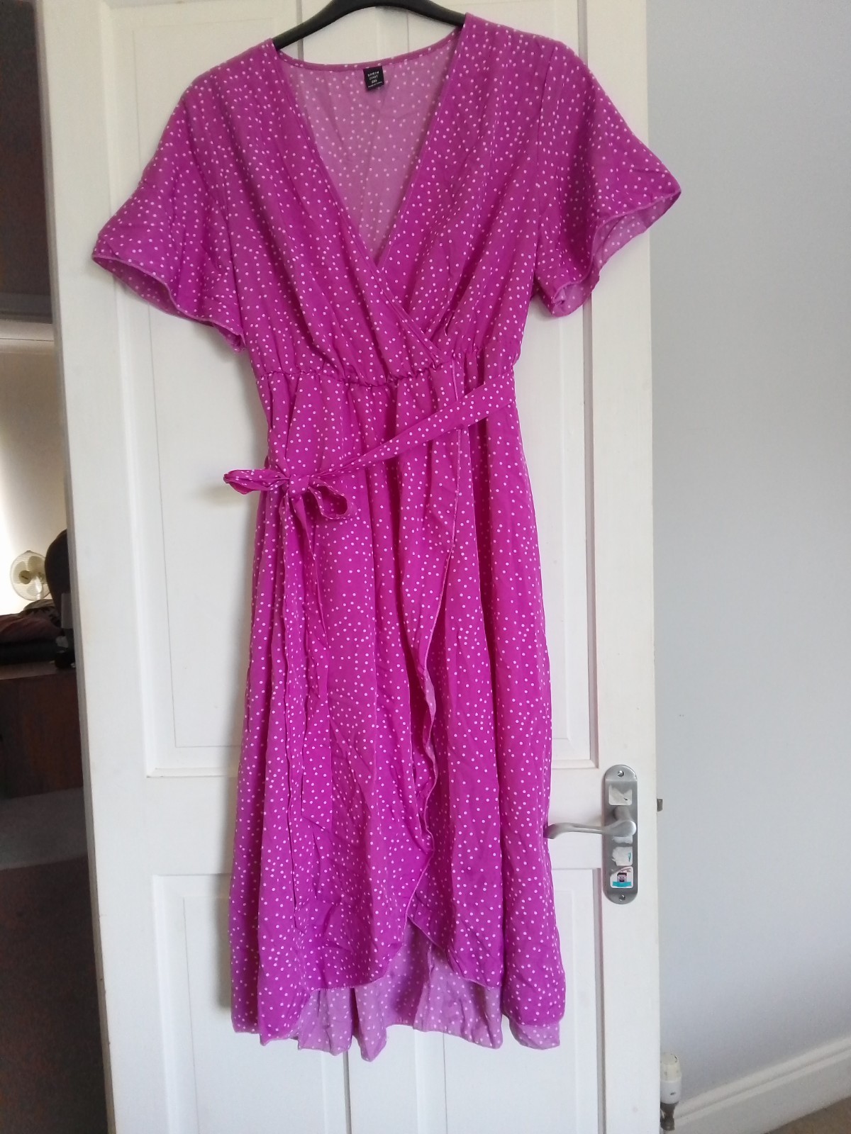 Ladies 2XL/ uk size 18-20 CURVE Shein midi summer dress knee length purple dots