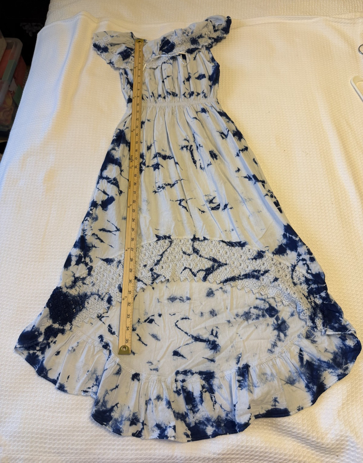 Seaspice Peruvian Cotton Resort Wear Ruffle Hi Lo Dress L
