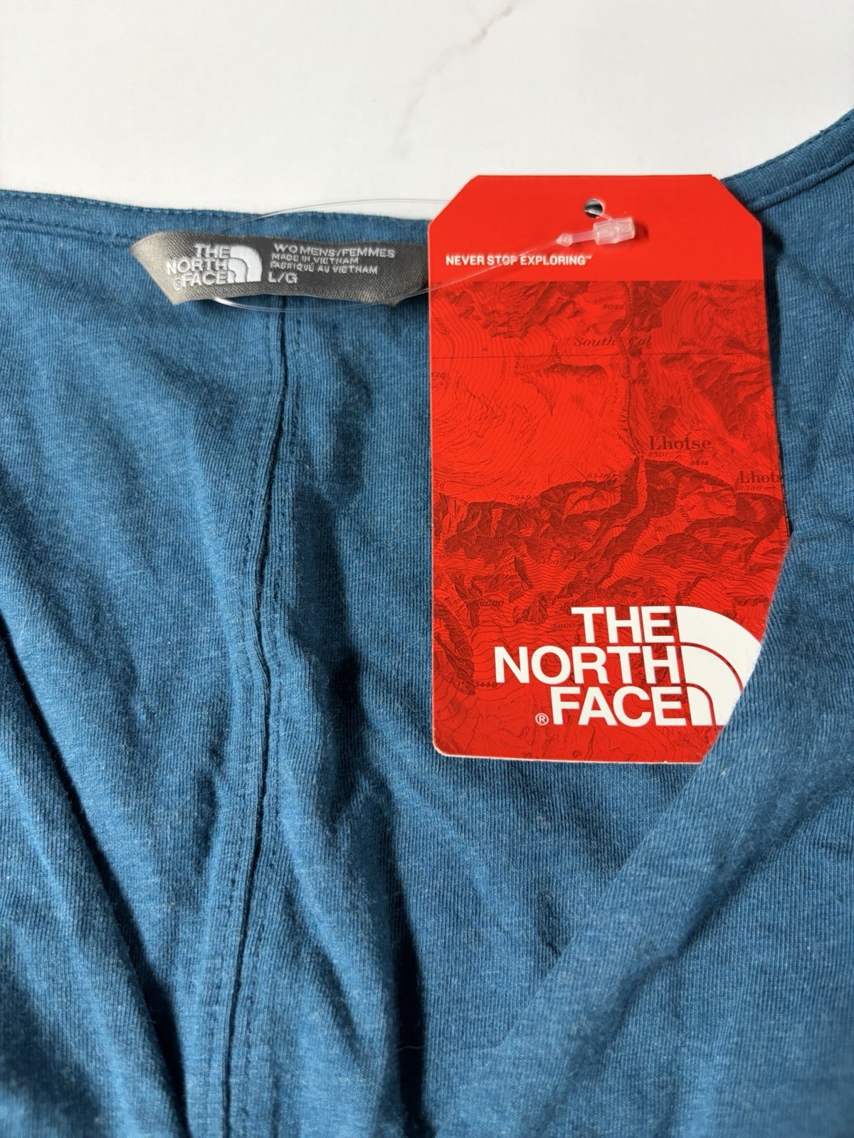The North Face Blue Dress L Stretch Knit NWT Casual Travel Cotton Modal Blend