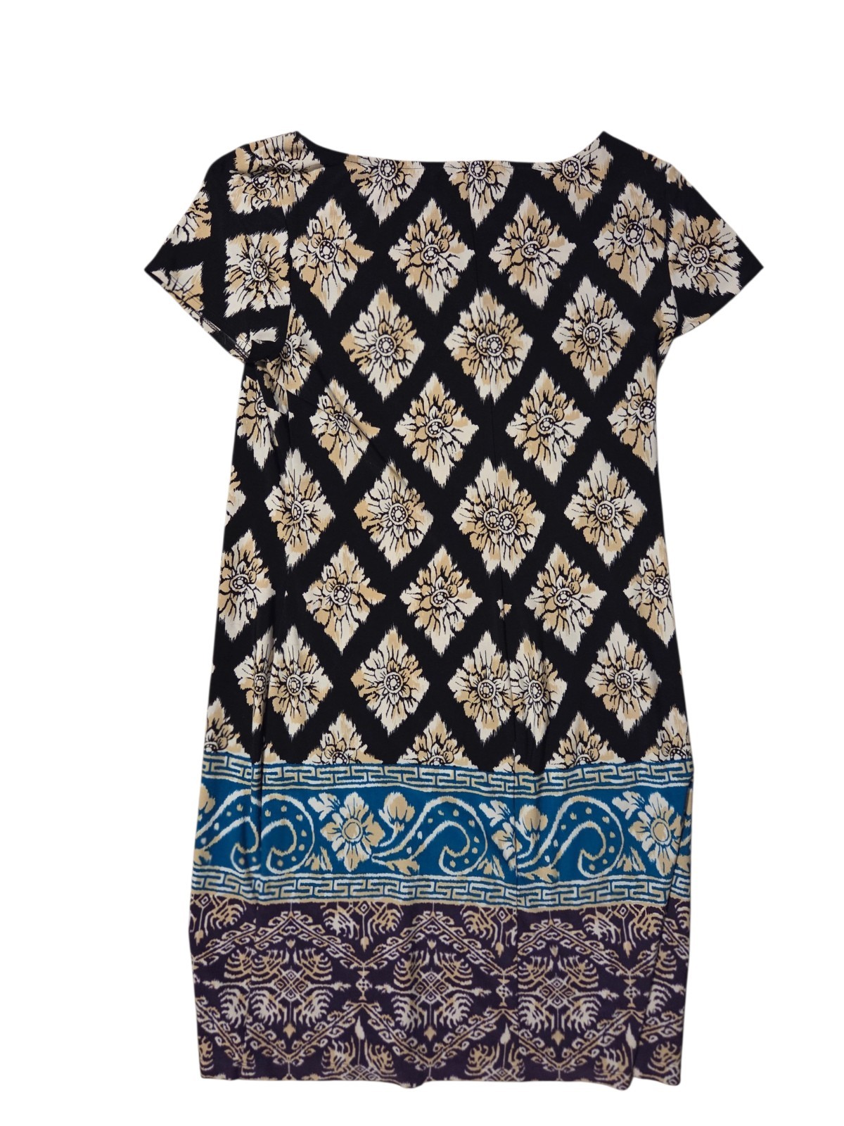Dress Barn Multicolor Sheath Shift Short Sleeve Knee Length Stretch Dress 12