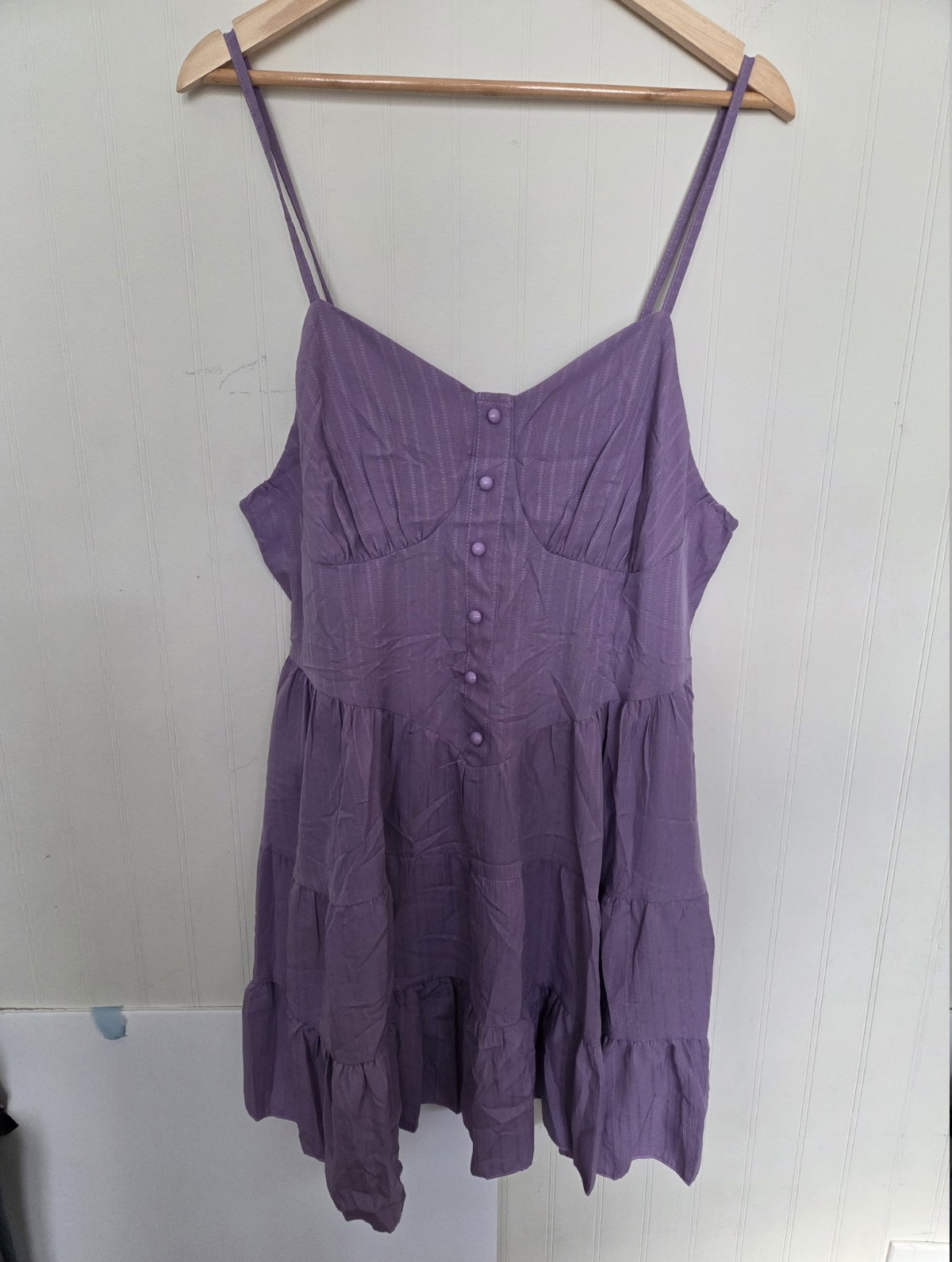 SHEIN CURVE Women’s Plus 1XL Purple Solid Square Neck Button Front Dress