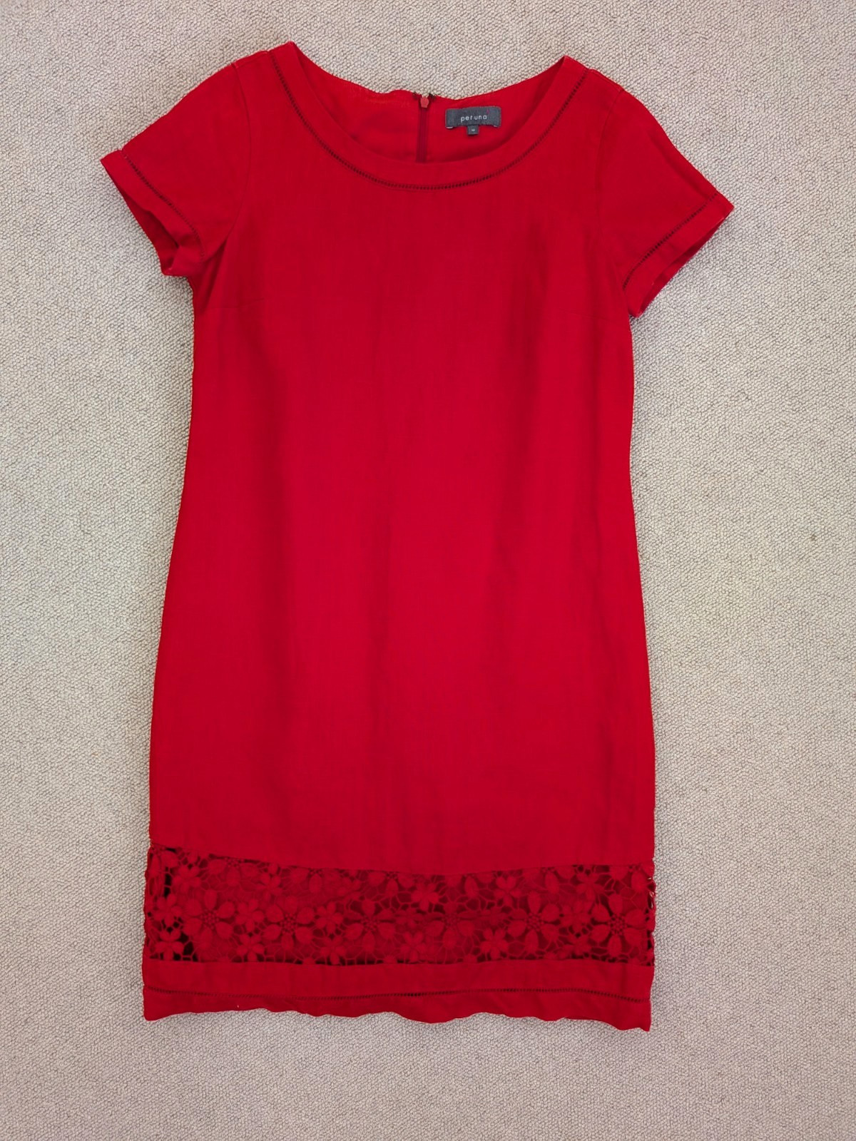 Per Una Y2K linen shift dress embroidered hemline size 10 Marks & Spencer
