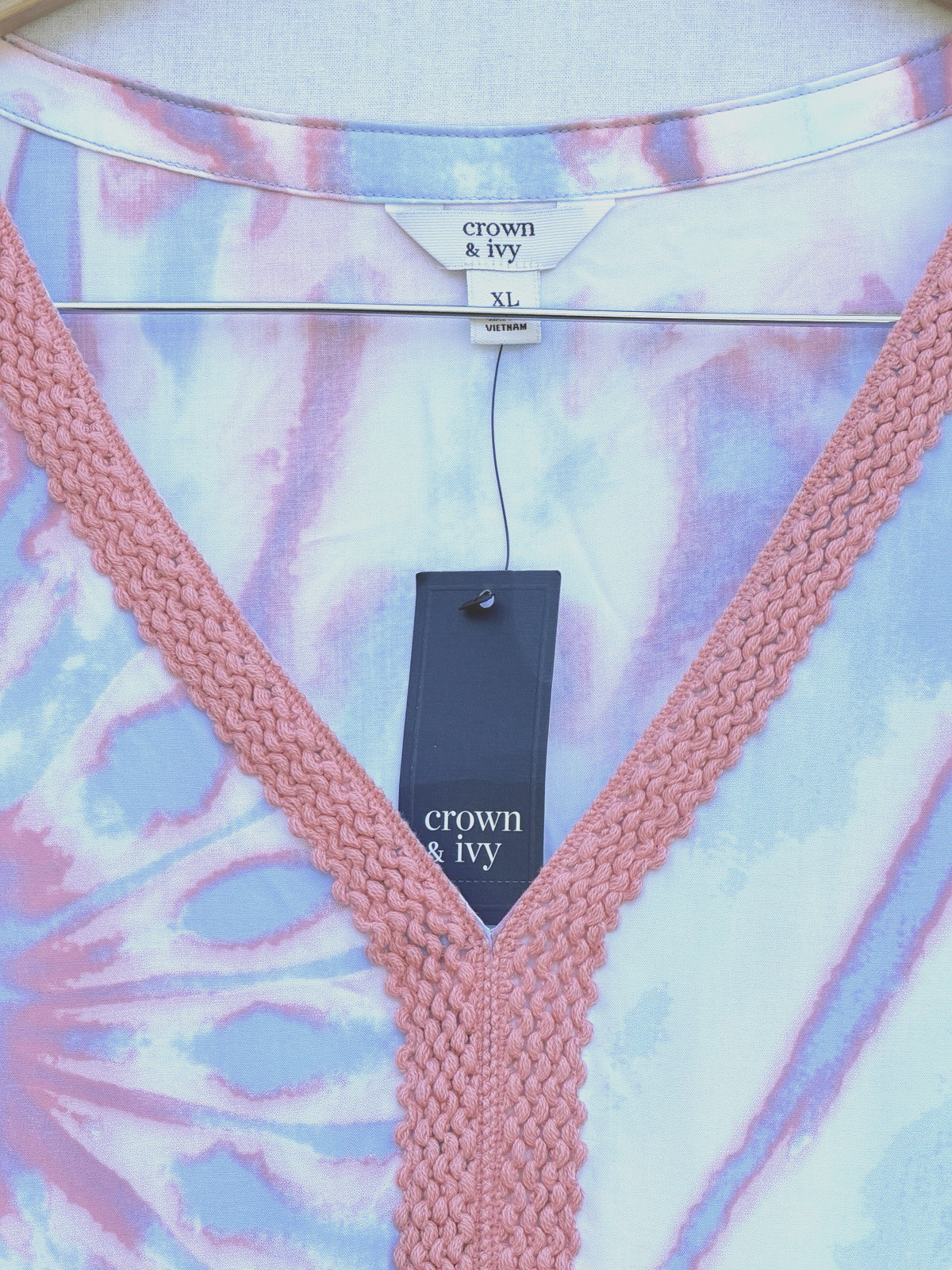 CROWN & IVY NEW WOMENS TIE DYE MAXI DRESS RESORT BOHO COASTAL SUMMER XL X-LARGE