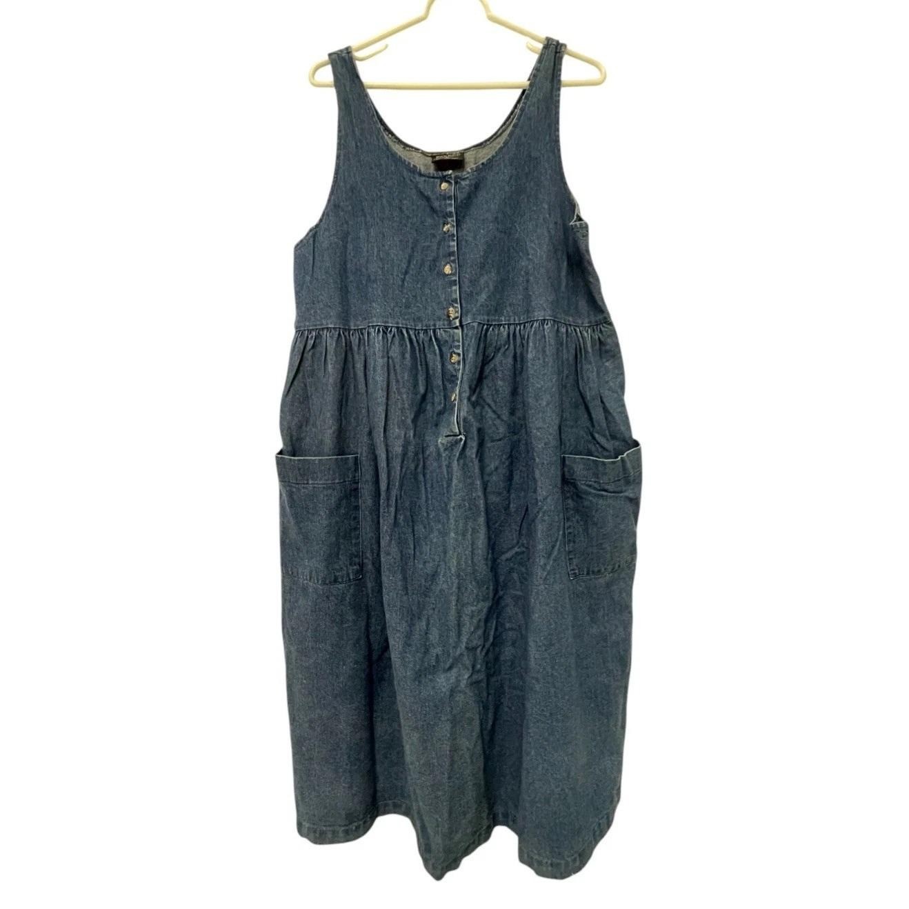 Jeanette Maternities By Fran Kiernan Denim Dress Blue Womens Size 12 Cotton