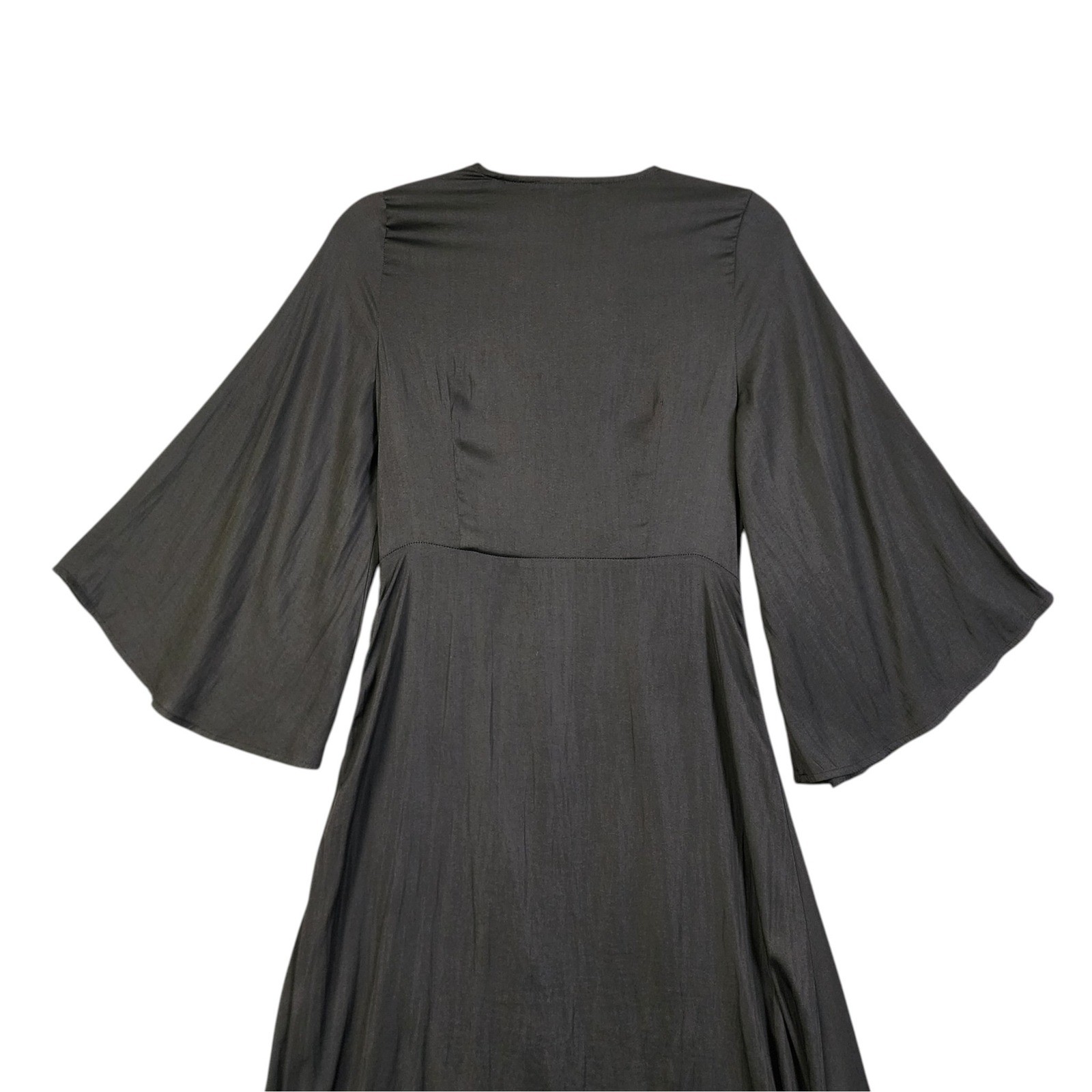 Grade & Gather Womens Black Twist Front Satin Maxi Dress Size Small Side Slit