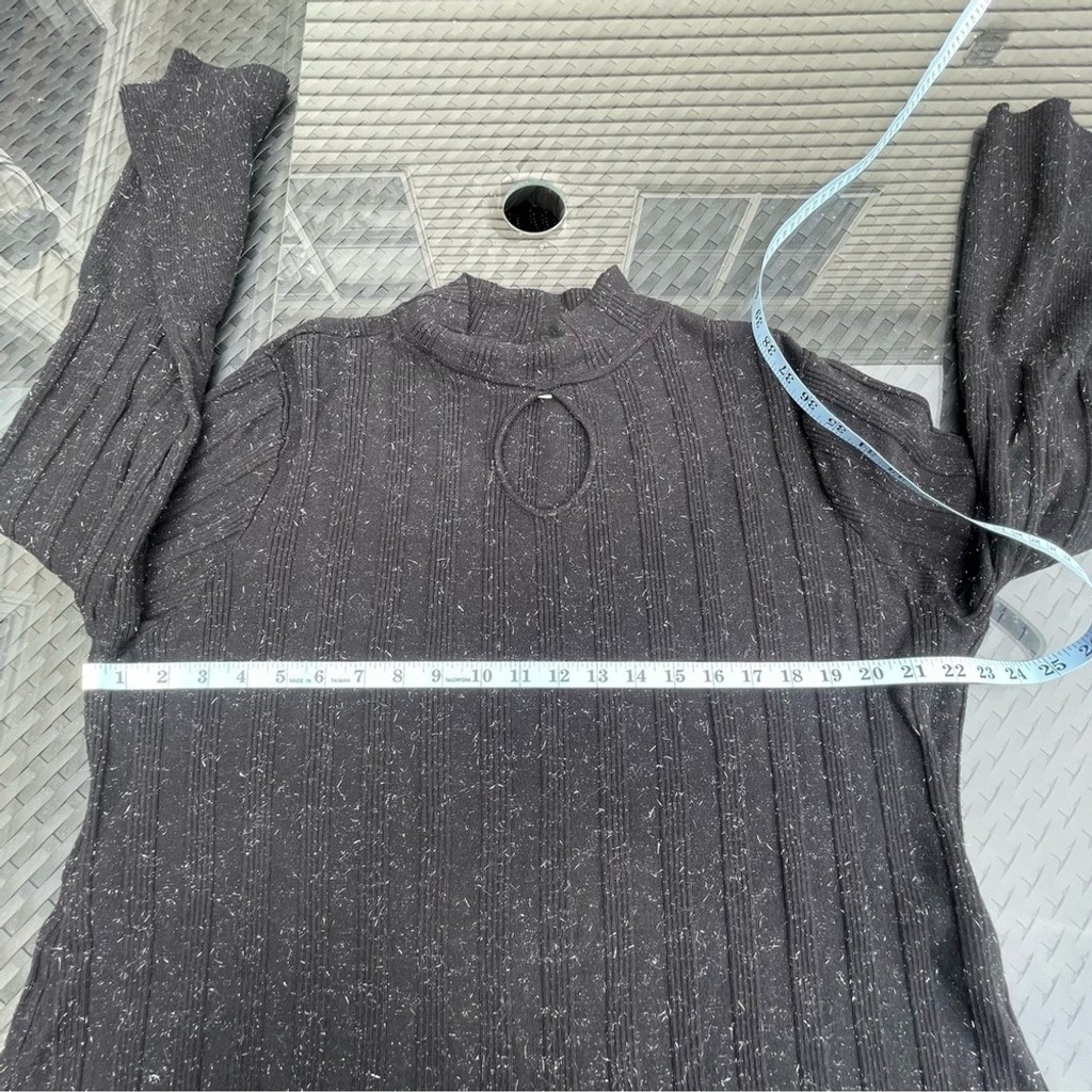Style & Co. black cutout swing turtleneck cotton blend sweater pleated dress XL