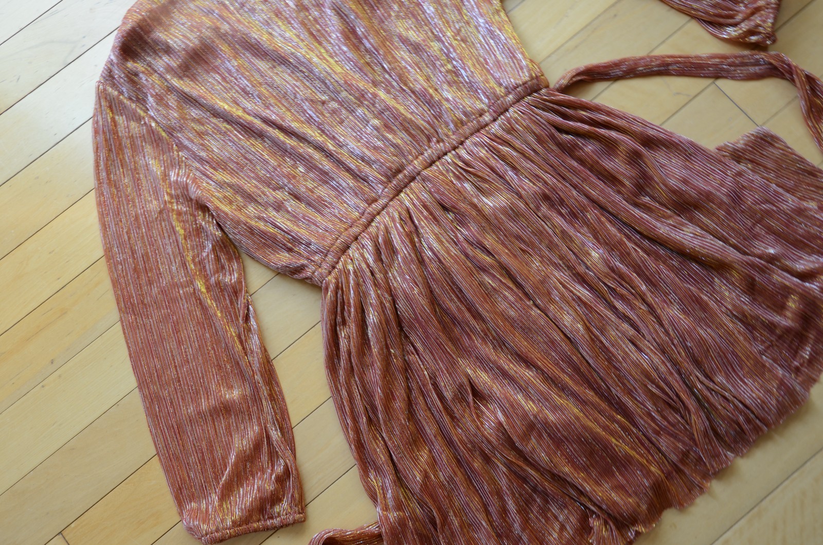 Baltic Born Elegant Rust Orange Shimmee Wrap Dress Size L
