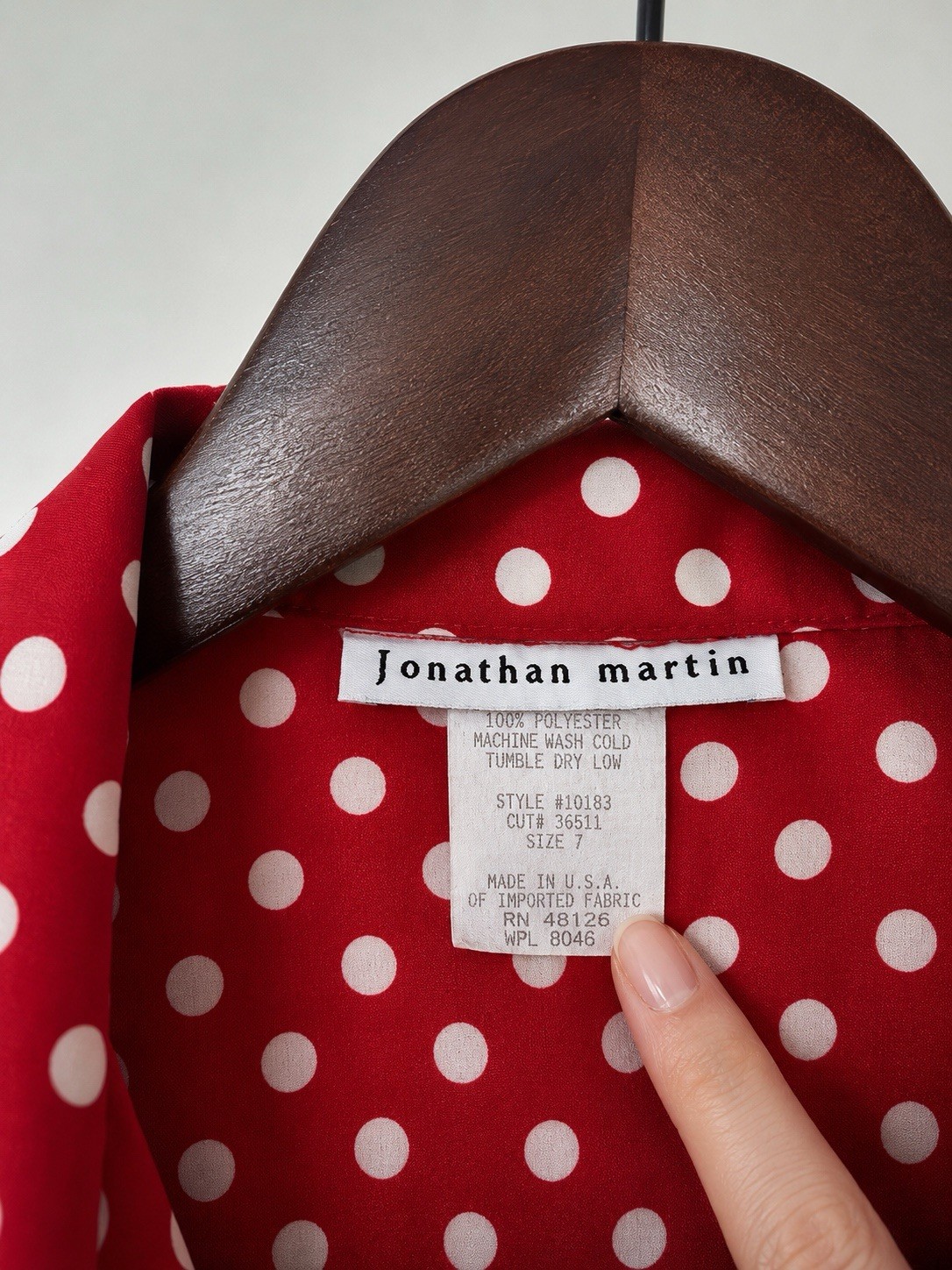 Jonathan Martin Red Polka Dot Tie Front Maxi Dress Size 7 Made in USA