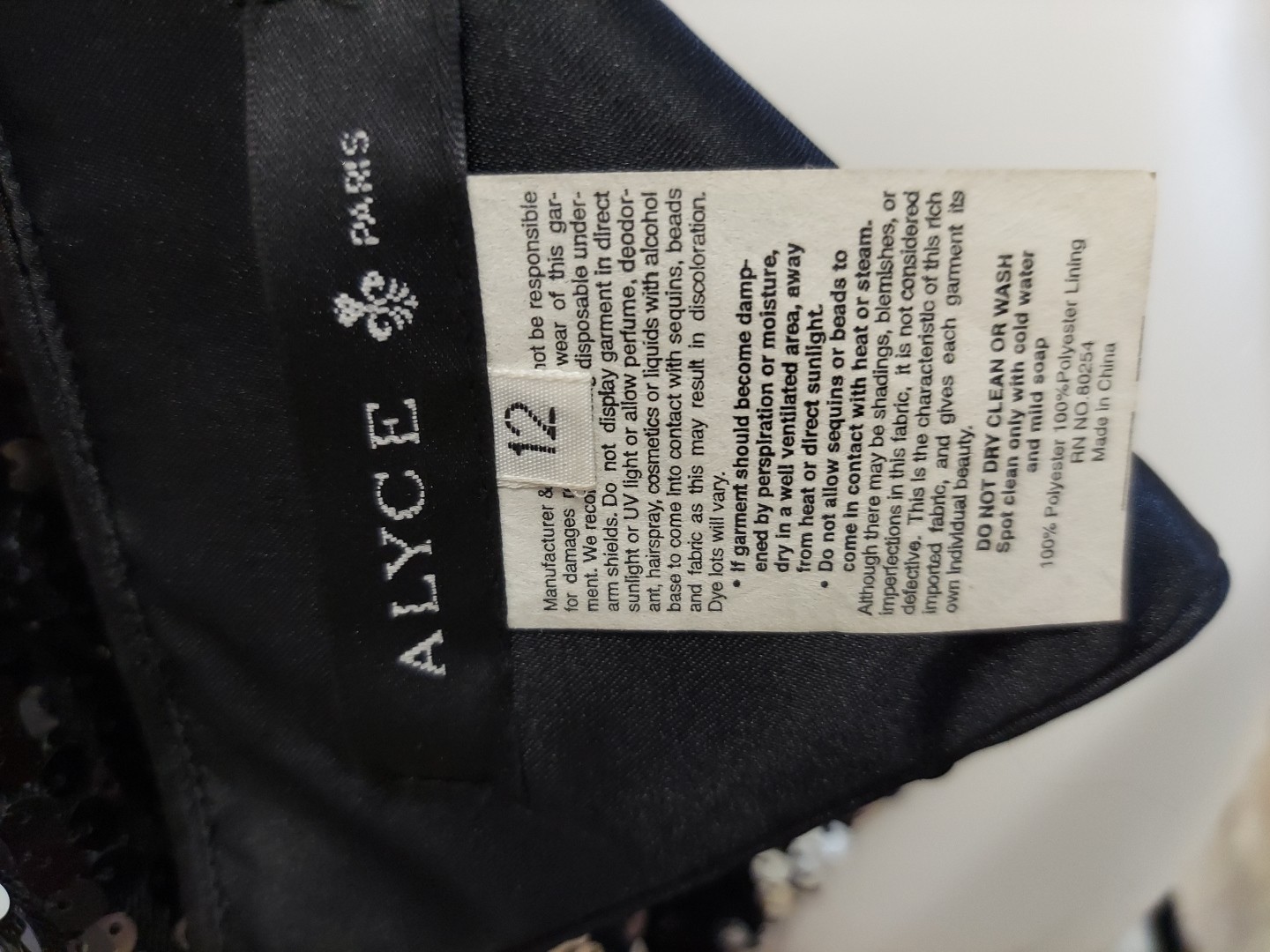 alyce paris Black Full Silver Sequin Thigh Mid Lenth Mid Size12 Gem Accent Front