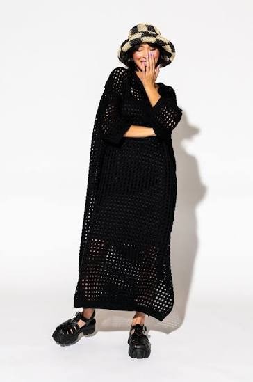 DRESSED in LALA ~ New! S/M ~ $164. BLACK Be Bold Oversized Knit 2PC Dress Set 71