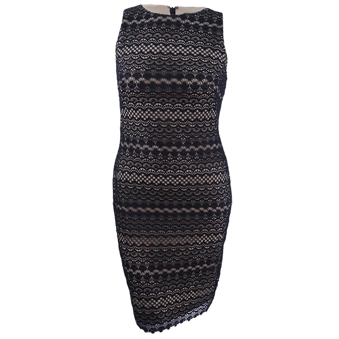 LAUREN Ralph Lauren Tribal Geometric Lace Sleeveless Sheath Cocktail Dress, 0