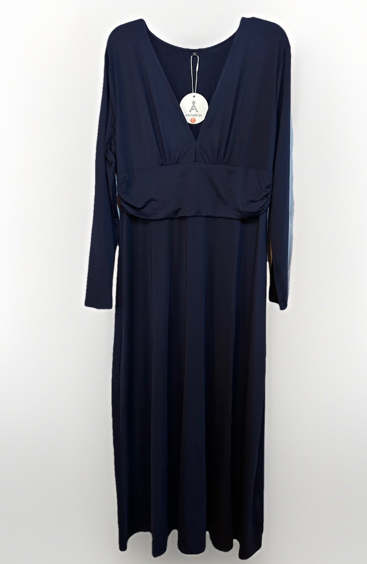 Anrabess Dress High Waist Slit Evening Maxi Dress XL Navy NWT
