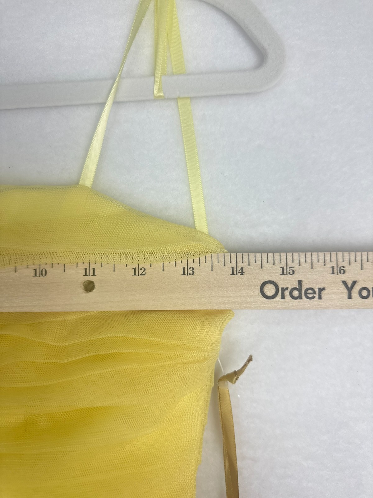 Say Yes Strapless Ball Gown Juniors 3 Yellow Ruffled Rosette Lace Up FLAW