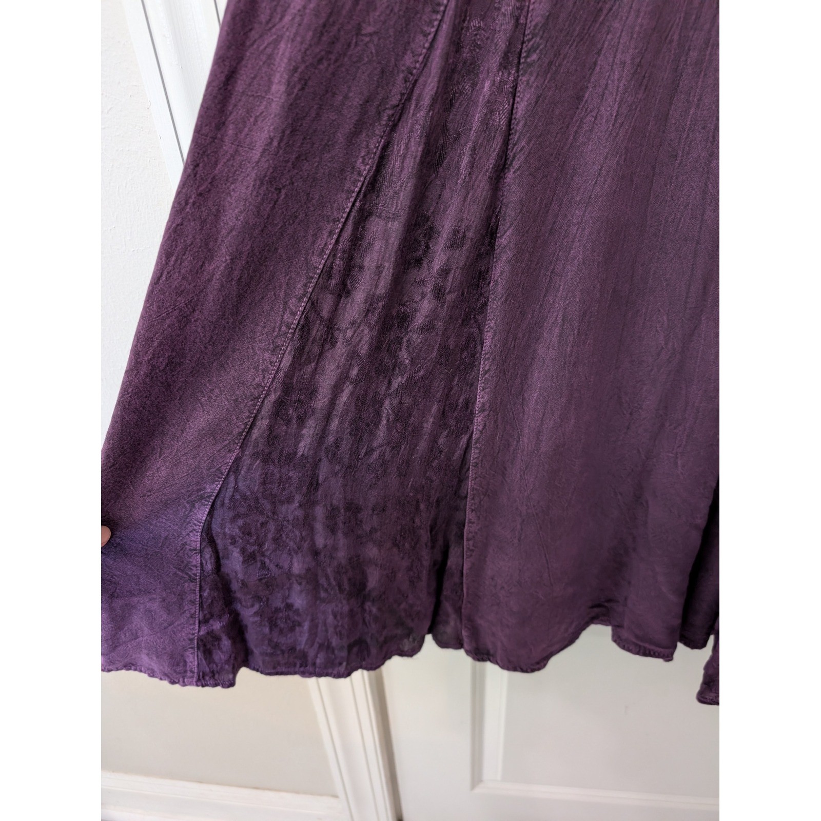 Magic Purple Rayon Embroidered Maxi Dress XL Boho ren faire gypsy crinkle