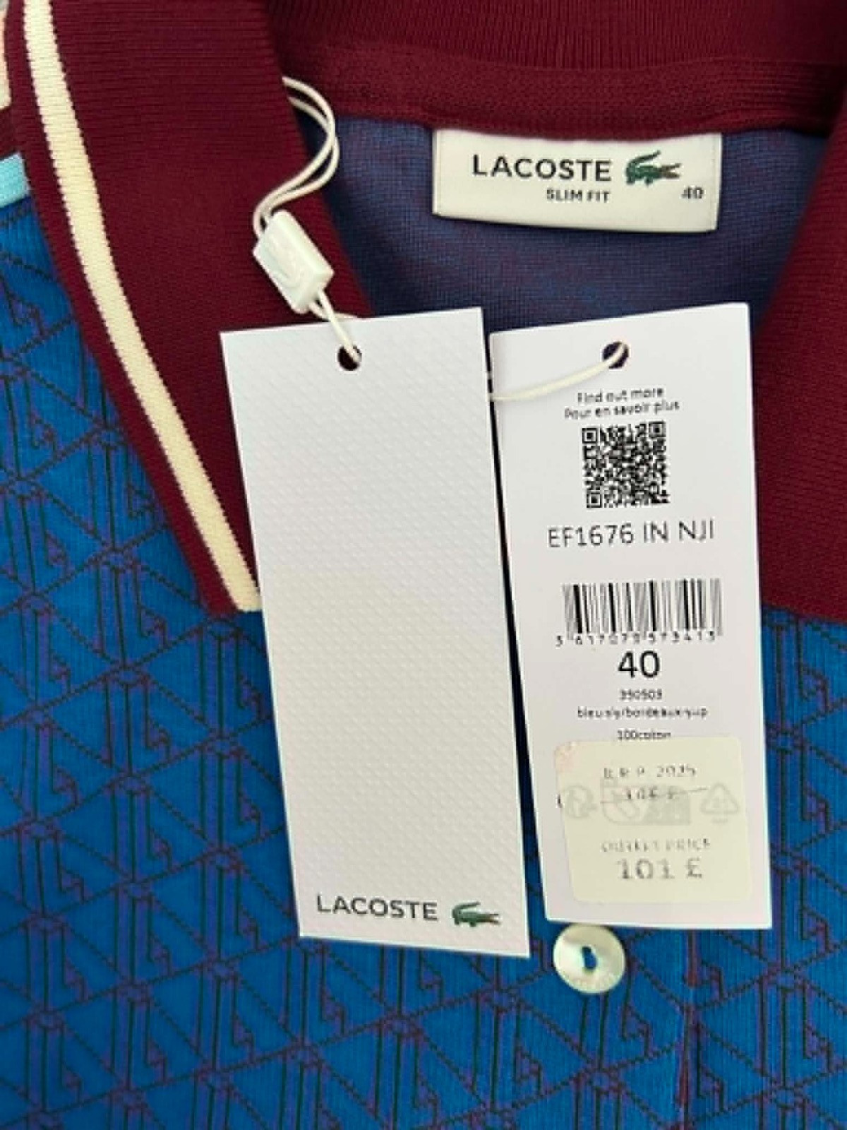 LACOSTE MONOGRAM JACQUARD POLO DRESS EF1676 NJI NEW WITH TAGS