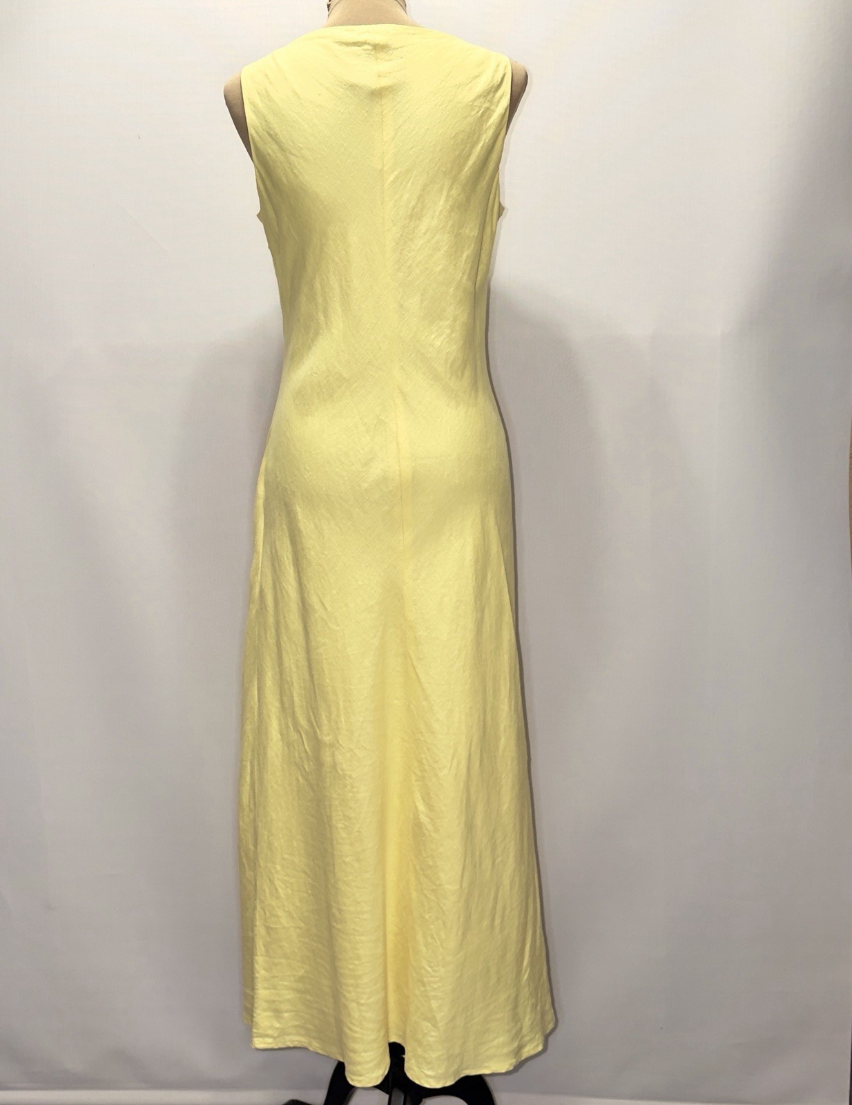 Vintage Ralph Lauren Yellow Linen Bias Cut Maxi Column Slip Dress 10