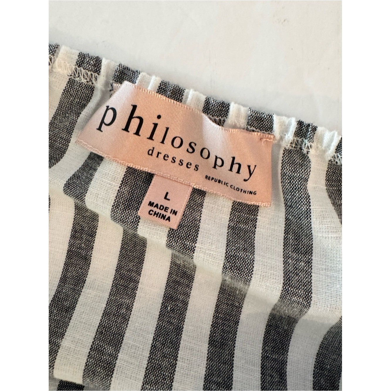 Philosophy Off-Shoulder Striped Tunic Mini Dress, Floral Embroidered Sleeves