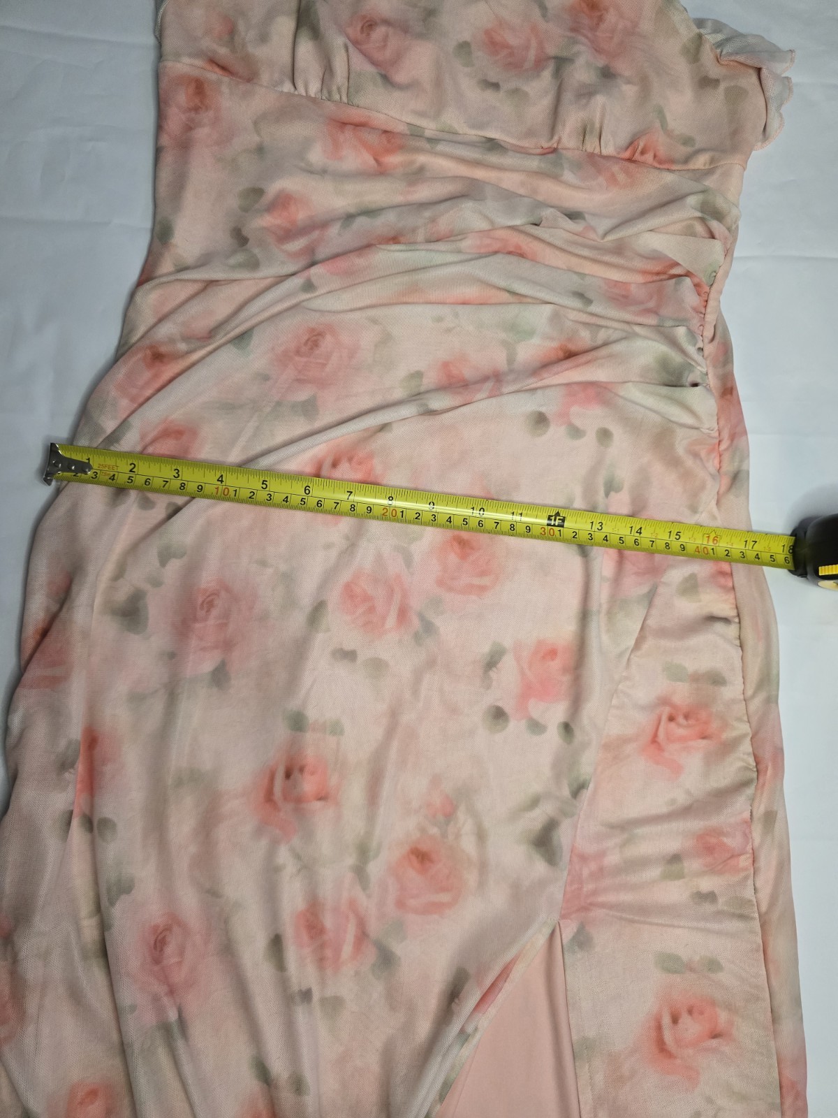 SHEIN Women’s Pink Floral Ruffle Bottom front Slip Midi Dress Size Large NWOT