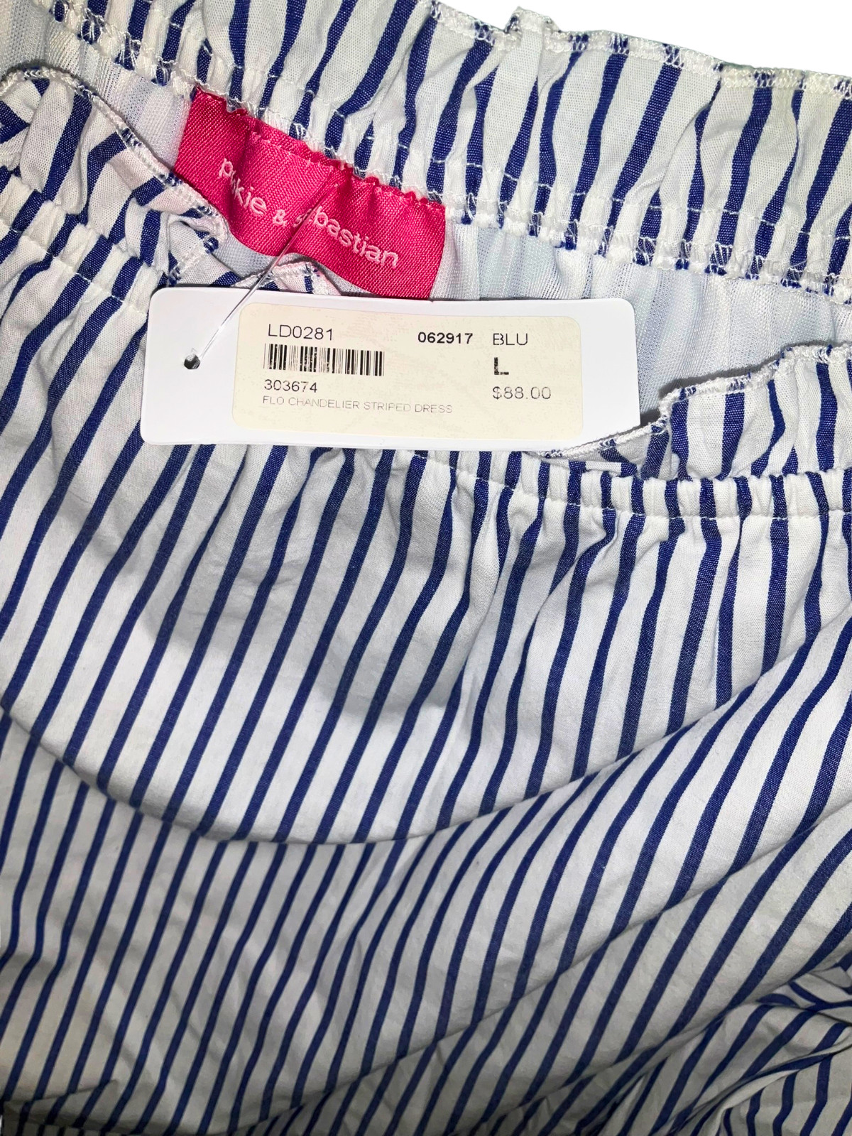 Pookie & Sebastian Flo Chandelier Striped Dress Size L NWT MSRP $88