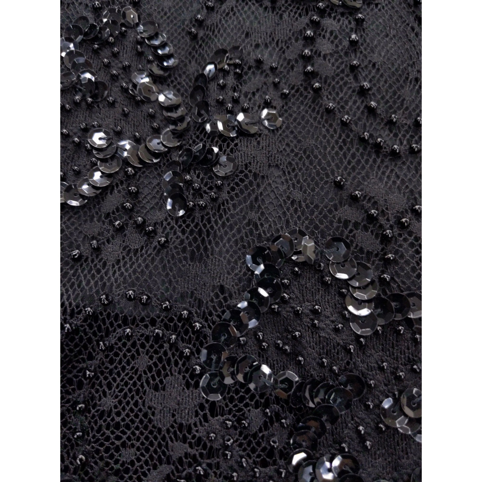 Talbots Sheath Dress Women 10 Black Sequin Beaded Lace Velvet Long Sleeve Formal