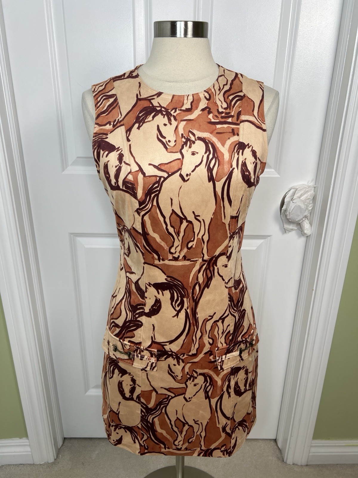 Steve Madden Dress Horse Print Faux Suede Equestrian Western Mini EUC Size 6