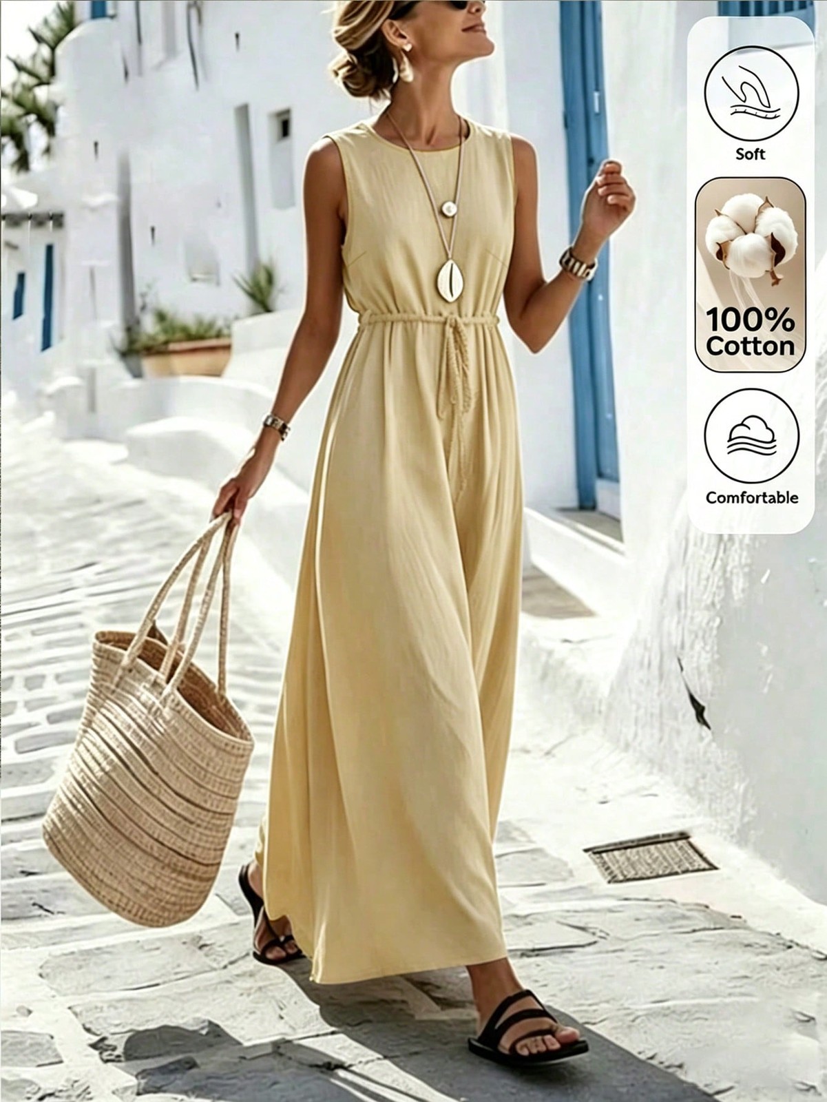 Ladies Camel Knot Long Summer Dress