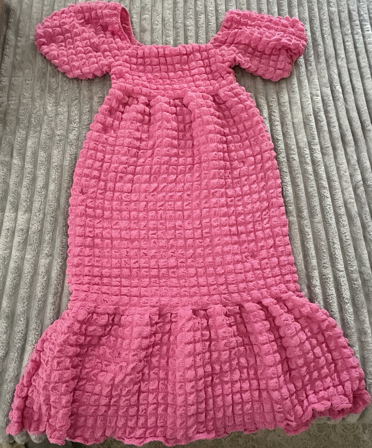 Simply Southern Women’s Pink Smocked Off Shoulder Puff Sleeve Midi Dress S
