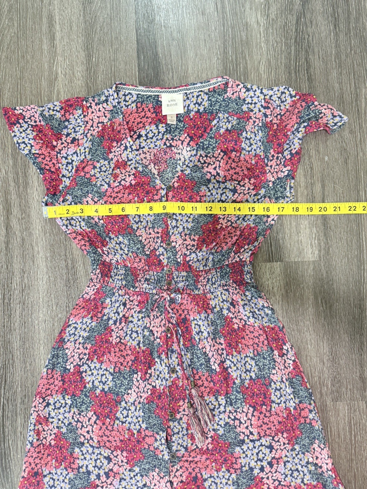 Knox Rose Medium 100% Rayon Button Flowy Midi Below Knee Dress Floral Red Size S