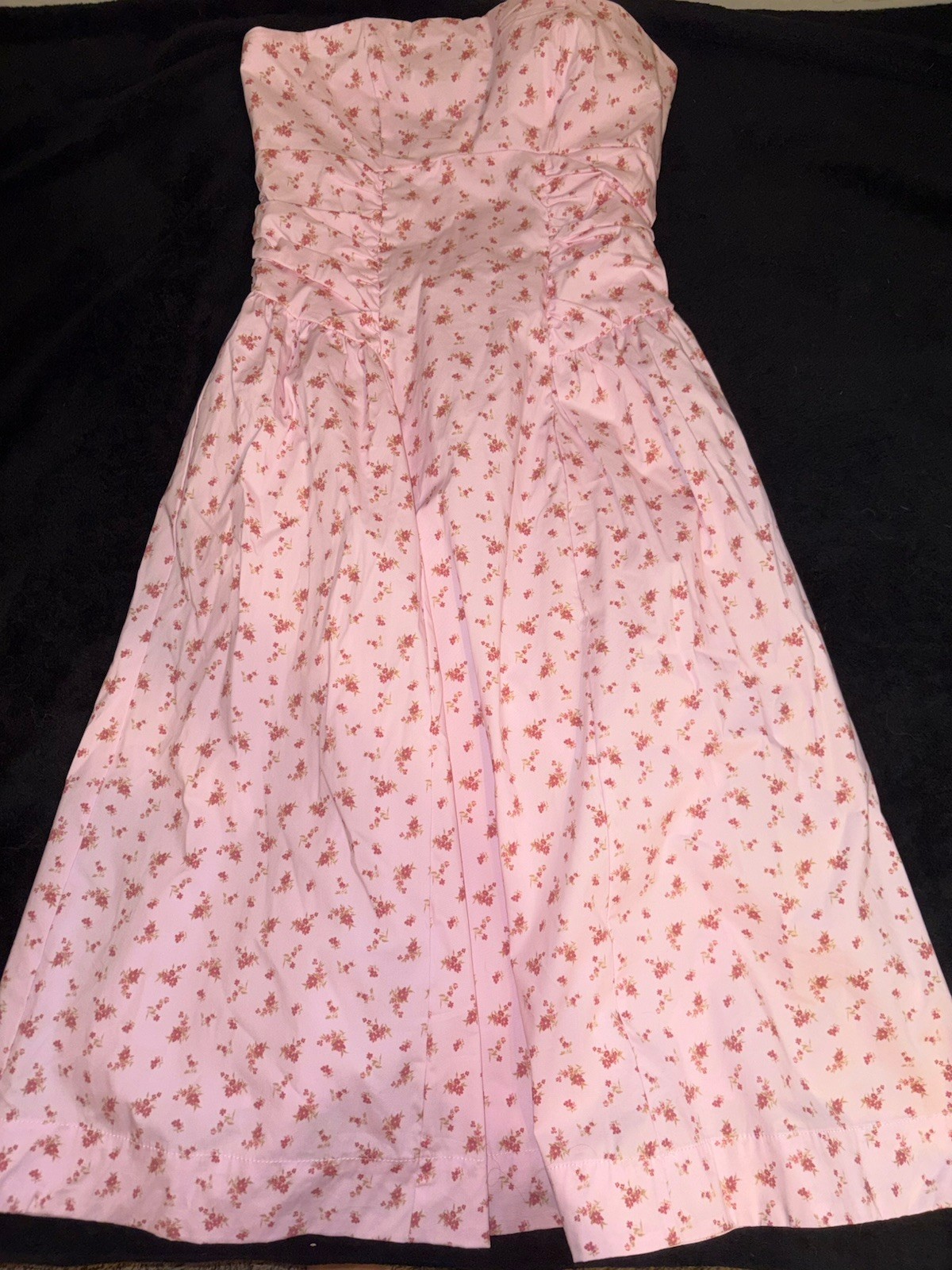 Wild Fable Pink Floral Sweetheart Strapless Smocked Ruffle Midi Sundress S