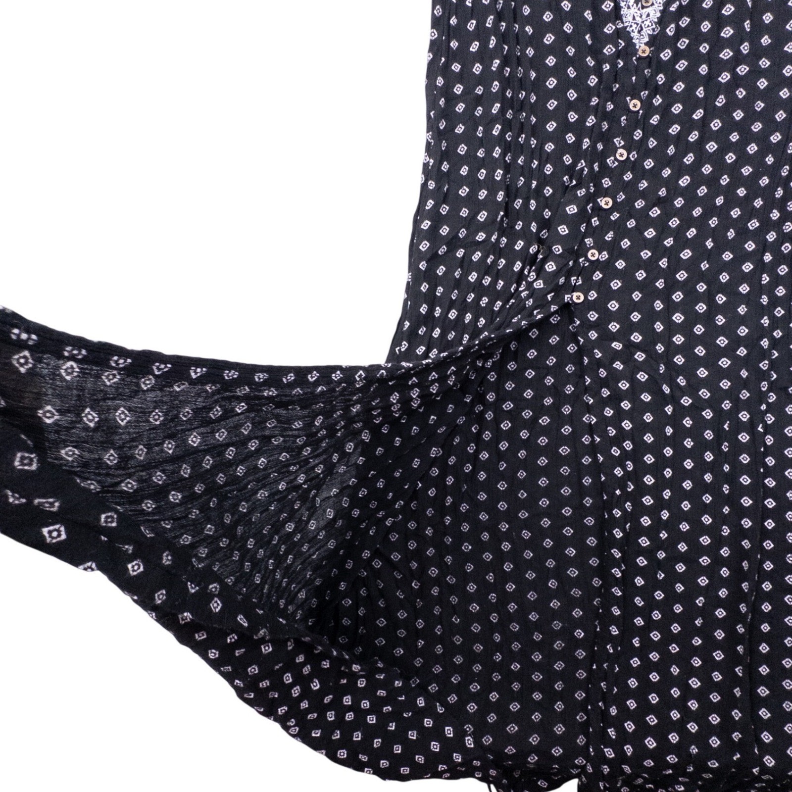 ONeill Cynthia Vincent Black Geometric Embroidered Front Slit Maxi Dress M