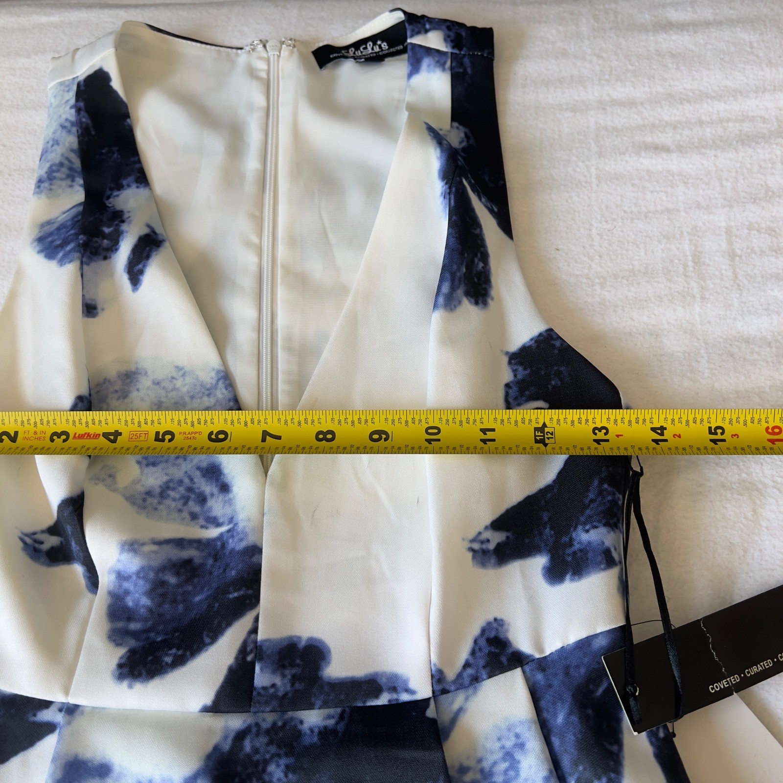 Lulus NWT Seeing Chic Blue White Floral Skater Dress V Neck Cutout Back Size S