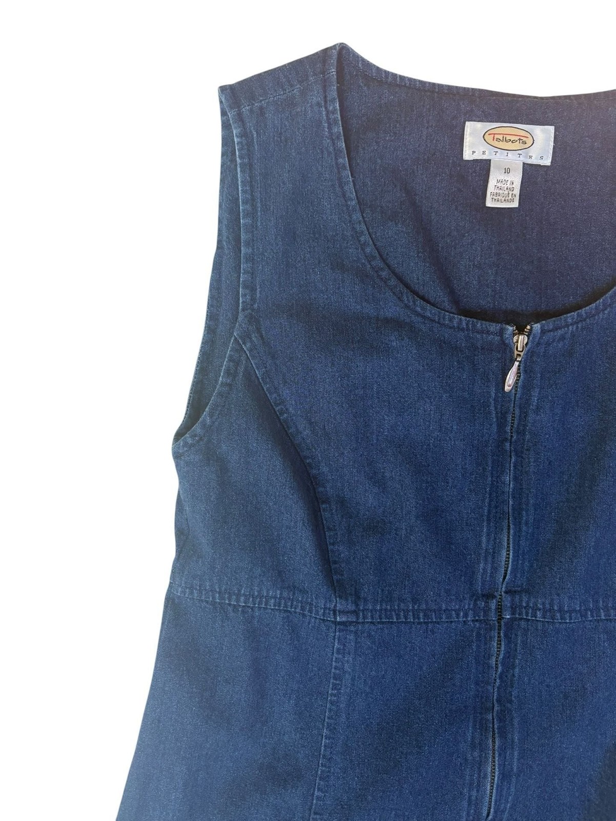 Talbots Petites Sleeveless Zip-Front Denim Midi Dress