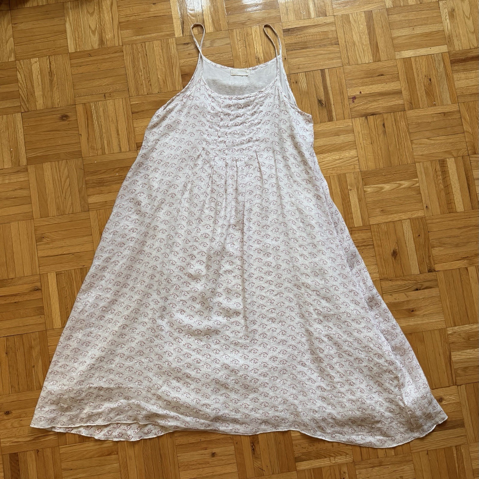 CP SHADES Sleeveless Midi Slip Dress Linen Cotton Silk Lined Flowy Size M