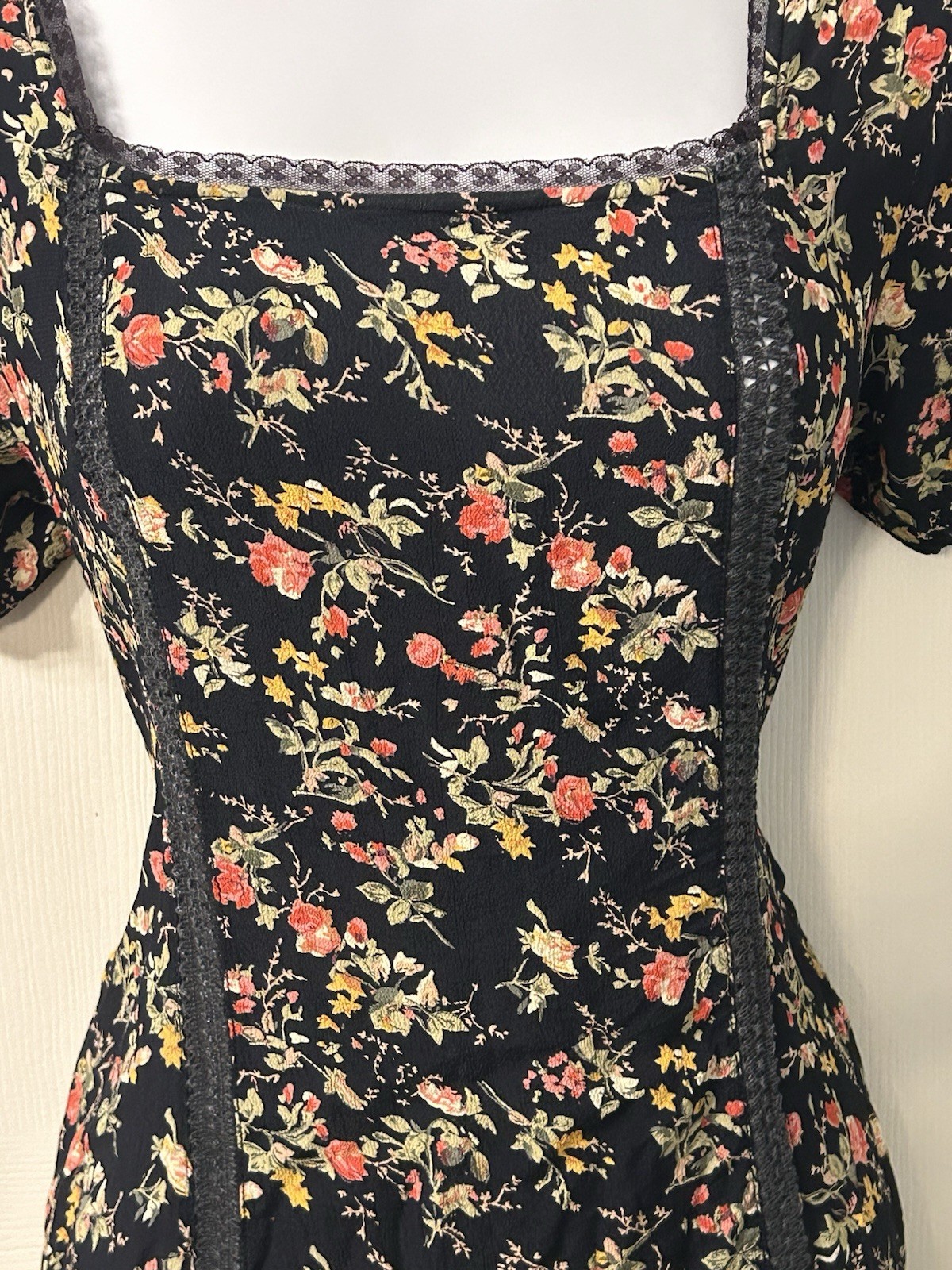 Clio 90s Y2K Grunge Goth Romantic Floral Mini Corset Lace Dress Whimsy Festival