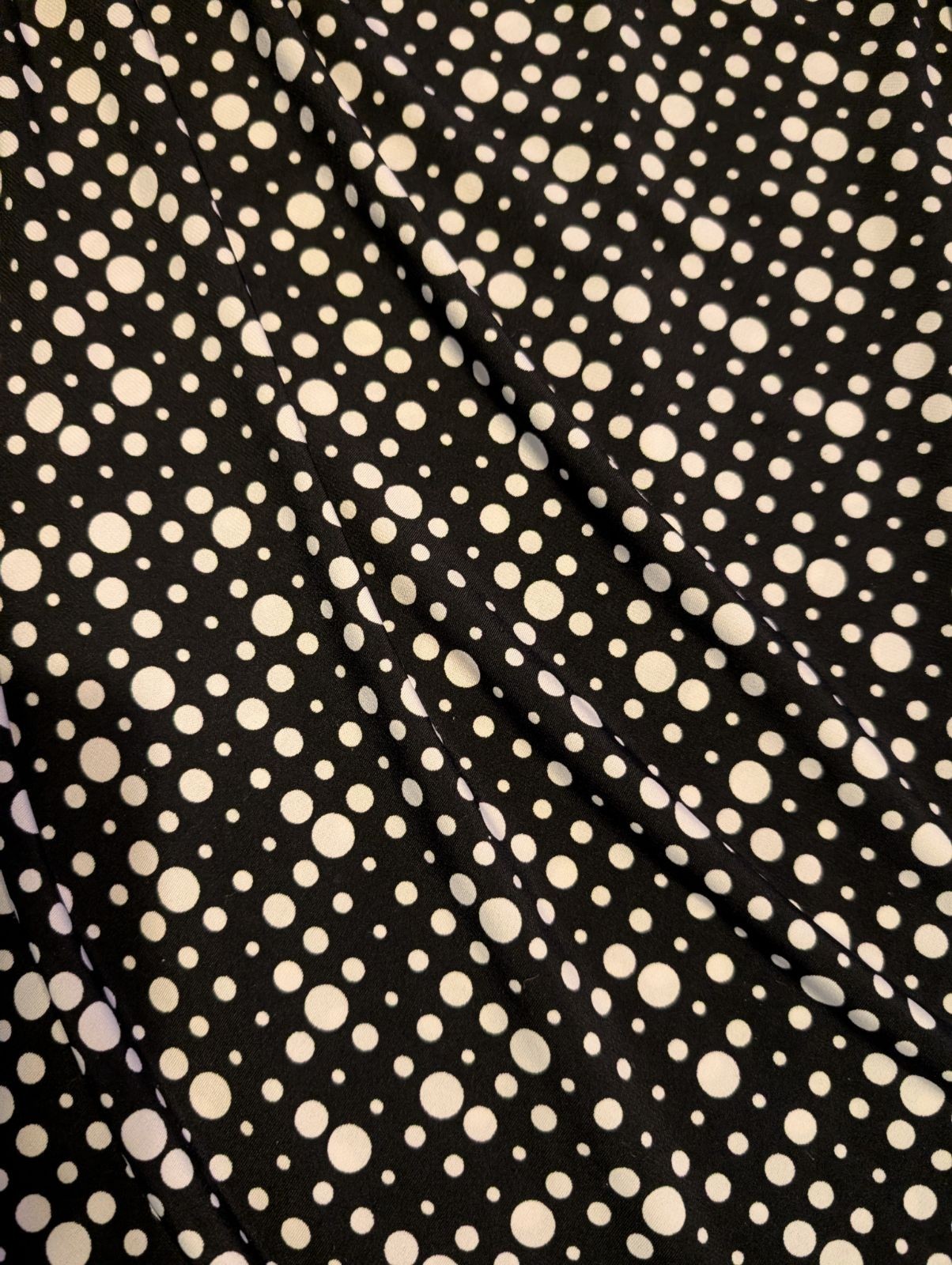 Connected Apparel Black & White Polka Dot Dress, Size 12, Stretchy Sheath Dress