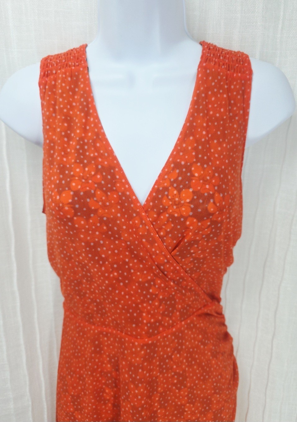 CAbi Reversible Midi Flip Dress Floral & Dots Wide Strap Cinched Accents👗#6370