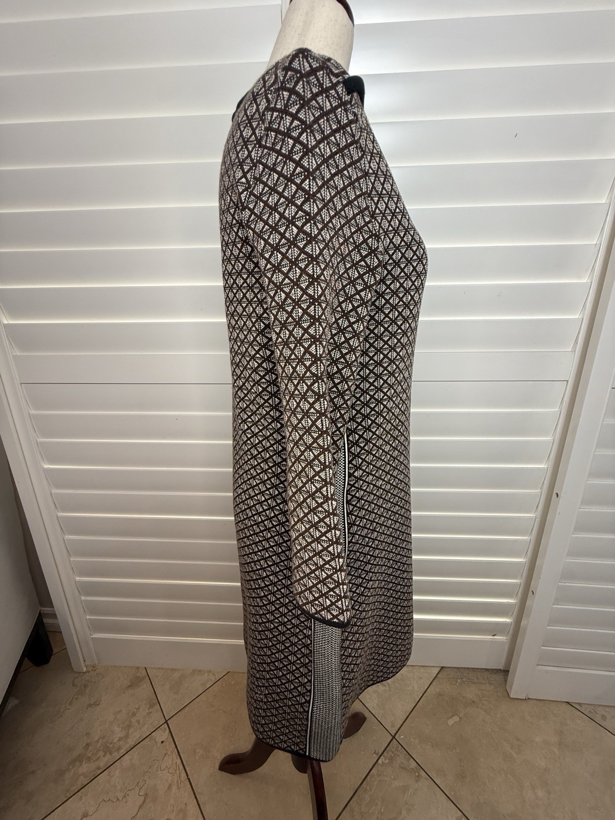 Tory Burch Brown and Beige Geometric Midi Dress – Size S