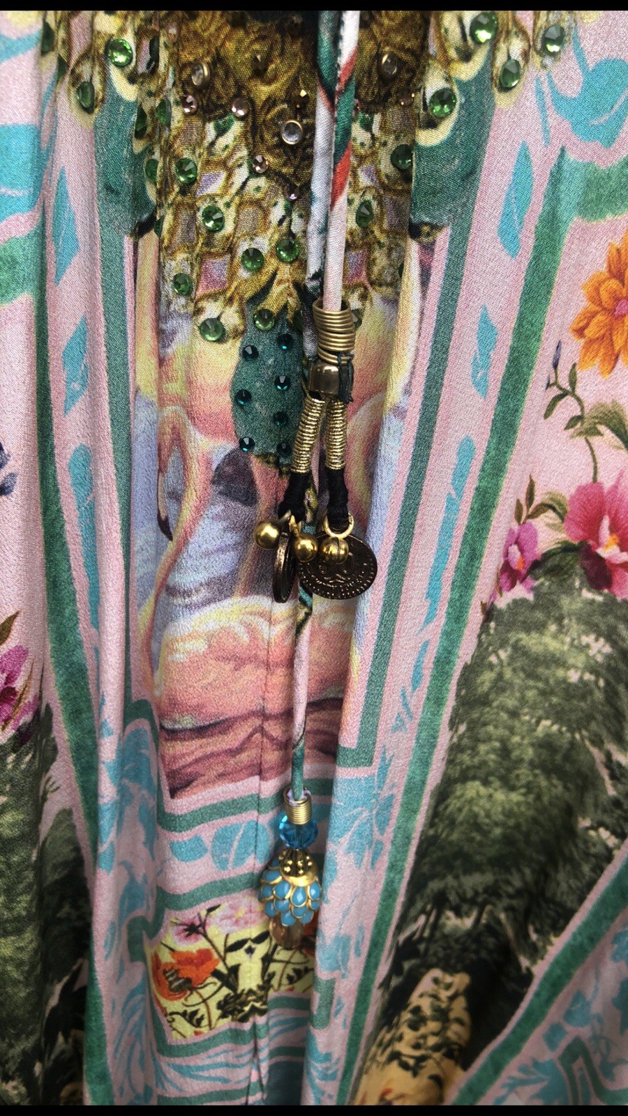 CAMILLA Long V Neck Lace Up Silk Kaftan NEW 🩵💛💚🩷 OSFA.