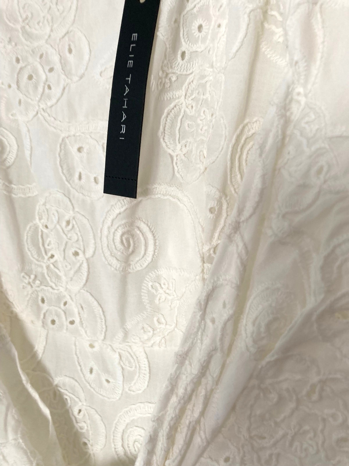 NWT Elie Tahari Fully EMBROIDERED Lined Cotton Fit & Flair Dress Sz 8 White $395