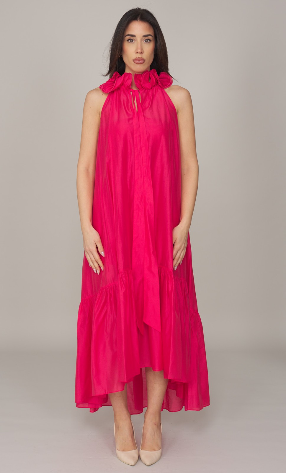WOMENS ATTITUDE RUFFLED TWINSET LONG DRESS 261AP2185