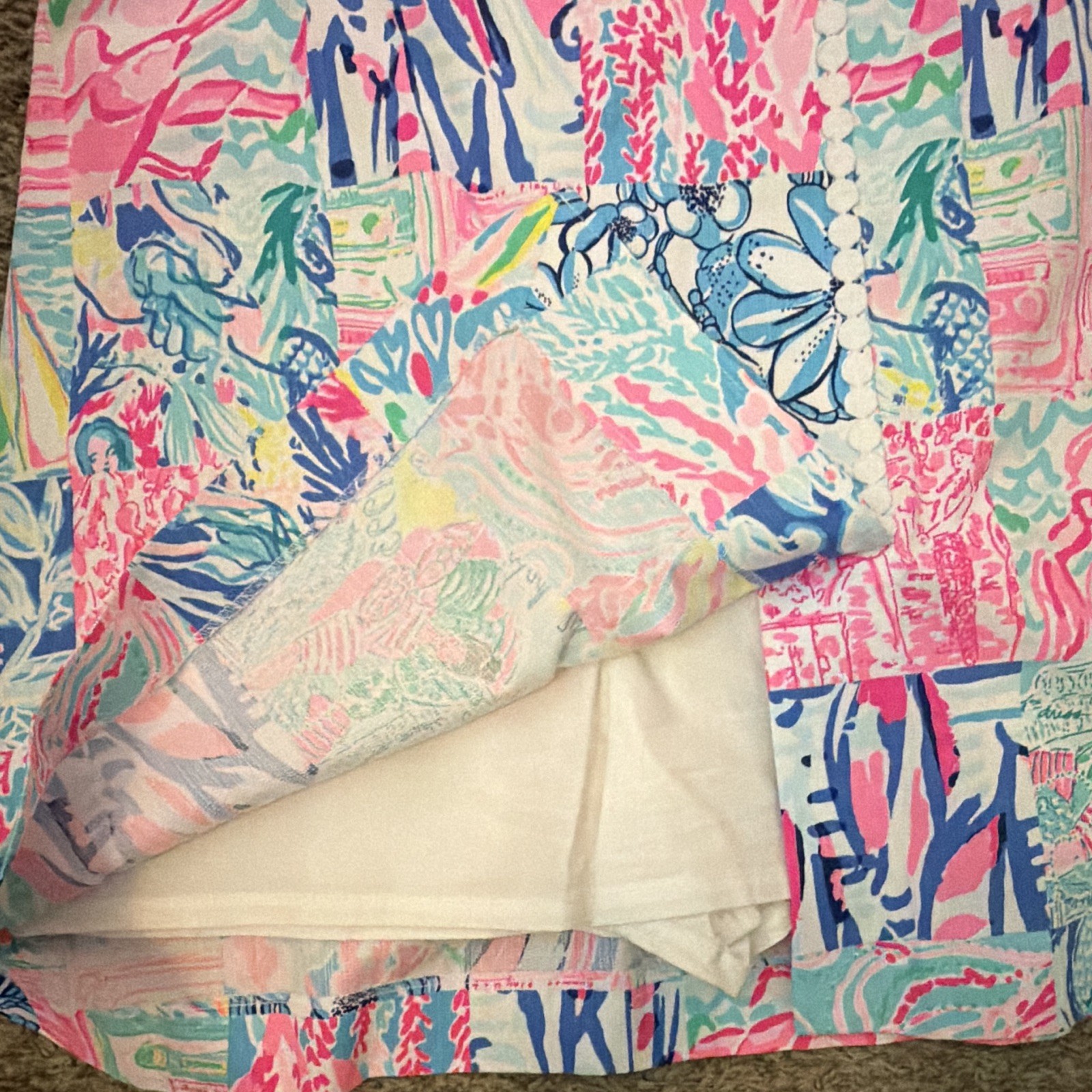 Lilly Pulitzer Size 6 Patchwork Fit & Flare Square Neck Romper Lined